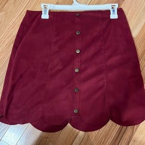 Velvet Maroon Lauren Conrad Scalloped Skirt With Faux Buttons Size 6